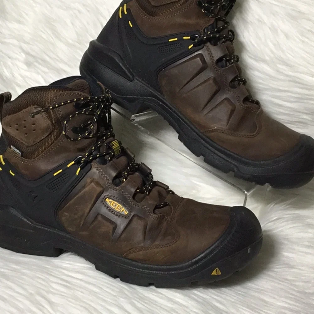 Keen Men’s Dover 6” Waterproof Carbon Toe Boots, Dark Earth/Black, 13D